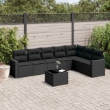 Cumpara ieftin Gossi set mobilier de gradina cu perne, 8 piese, negru, poliratan