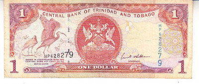 M1 - Bancnota foarte veche - Trinidad Tobago - 1 dolar - cu fir metalic foto