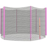 SPORTNOW Plasă Protecție Trambulină Rotundă 244cm cu 6 St&acirc;lpi Drepti Rezistentă Negru/Roz | Aosom Romania