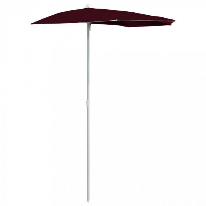 Umbrelă de grădină cu st&acirc;lp, roșu bordo, 180x90 cm, semirotundă