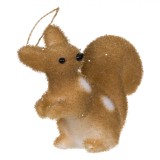 Ornament Brad Crăciun Veveriță, Spumă, 12cm, Maro cu Buline Albe, Oem