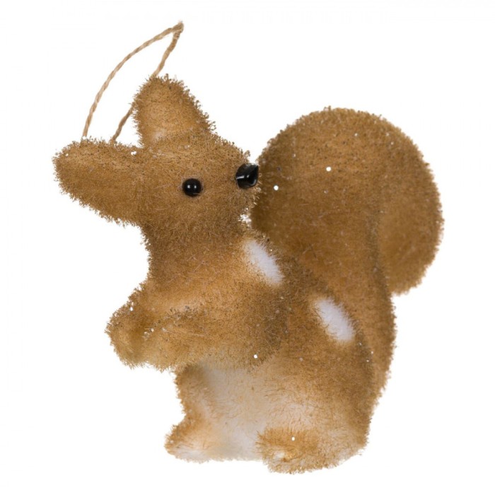 Ornament Brad Crăciun Veveriță, Spumă, 12cm, Maro cu Buline Albe
