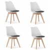 Set 4 scaune bucatarie/living, Artool, Mark, PP, lemn, alb, perna neagra, 49x43x82 cm