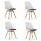Set 4 scaune bucatarie/living, Artool, Mark, PP, lemn, alb, perna neagra, 49x43x82 cm