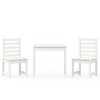 Set bistro de gradina, 3 piese, alb, lemn masiv de pin