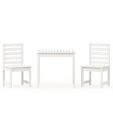 Set bistro de gradina, 3 piese, alb, lemn masiv de pin