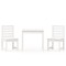 Set bistro de gradina, 3 piese, alb, lemn masiv de pin