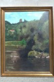 Ulei pe p&acirc;nză o lucrare veche semnata, Peisaje, Realism
