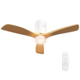HOMCOM Ventilator de tavan cu lumină LED, 6 viteze, telecomandă, Maro deschis | Aosom Romania