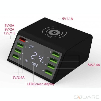 Aparatura Service Multiport USB Charger, 8 x USB, Qualcomm Smart Charge 3.0, 838W foto