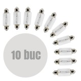 Set 10 Becuri Auto CARGUARD SV8.5 15x41mm 12V 10W Sofit Alb