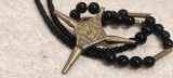 MEDALION CRUCE TUAREGA etnic TRIBAL pe SIRAG MARGELE ONIX de colectie VECHI UNIC