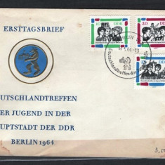 GERMANIA (DDR) 1964 - ANIVERSARI. ZIUA TINERETULUI. FDC, PLIC OCAZIONAL, Y6