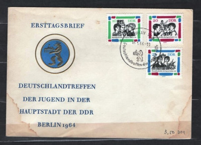 GERMANIA (DDR) 1964 - ANIVERSARI. ZIUA TINERETULUI. FDC, PLIC OCAZIONAL, Y6 foto