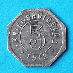 Moneda - Jeton Württemberg 1918 GRIEGS NOTGELD - CRAILSHEIM - Valoare 5 Pfennig