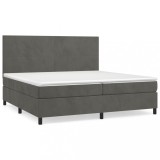 Cumpara ieftin Pat box spring cu saltea, gri inchis, 200x200 cm, catifea