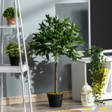 Outsunny Set de 2 Arbori de Dafin in Ghiveci, Plante Artificiale din Plastic Inaltime 90cm pentru Interior si Exterior, Plante Artificiale Decorative