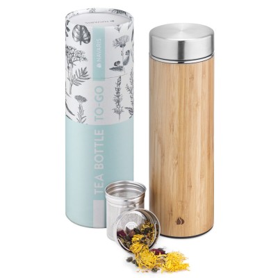 Sticla de ceai de cu infuzor si sita detasabila Navaris, 500 ml, Maro, 54268.2.71 foto