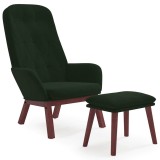 Cumpara ieftin Scaun de relaxare cu taburet, verde inchis, catifea