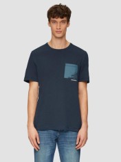 Tricou barbati din bumbac, cu un buzunar, decolteu la baza gatului si croiala Regular fit, Bleumarin inchis, L