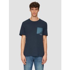 Tricou barbati din bumbac, cu un buzunar, decolteu la baza gatului si croiala Regular fit, Bleumarin inchis, L