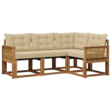 vidaXL Set de canapele de exterior cu pernă 4 pcs Natural și Bej 3381925