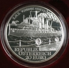 Austria 20 euro 2006 "SMS Viribus Unitis" Proof argint , caseta , certificat