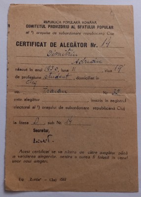 Certificat de alegator, Cluj foto