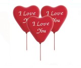 Baloane Party in Forma de Inima Rosii "I Love You" 23cm cu Stick si Rozete, 8buc