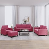 vidaXL Set canapele cu perne, 4 piese, roșu vin, catifea