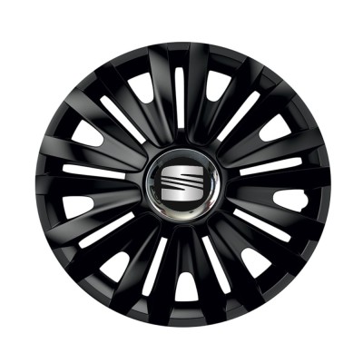 Set 4 capace roti Negre Cu Inel Cromat Royal R16 pentru gama auto Seat foto