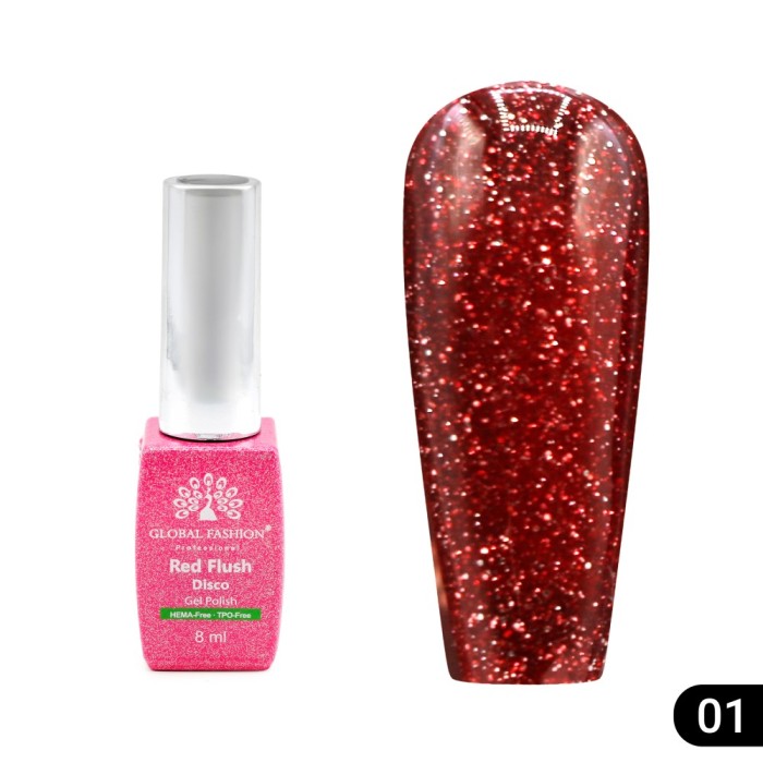 Ojă semipermanentă Red Flush Disco 8 ml, 01