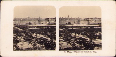 ST16N Wien Totalansicht der kaiserl Burg, stereoscopic photo foto