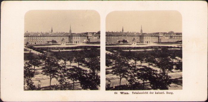 ST16N Wien Totalansicht der kaiserl Burg, stereoscopic photo
