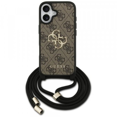Husa pentru Apple iPhone 17, Guess, 4G CBDY Big Logo with Cord Strap, Maro foto