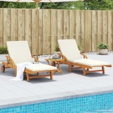 vidaXL Șezlonguri 2 buc. cu perne 200x68x83 cm lemn masiv de acacia