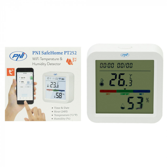 Aproape nou: Senzor inteligent de temperatura si umiditate PNI SafeHome PT252 WiFi