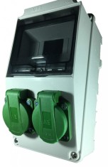 Panou electric din plastic echipat cu 2 prize monofazice schuko 16A 210x110x112mm IP44 organizare de santier fara sigurante si fara legaturi ( fara fi