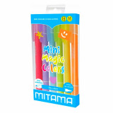 Set 6 Markere Mitama, cu capat radiera, 6 culori fluorescente