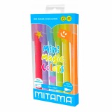 Set 6 Markere Mitama, cu capat radiera, 6 culori fluorescente