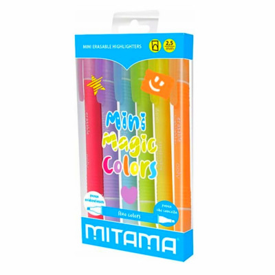 Set 6 Markere Mitama, cu capat radiera, 6 culori fluorescente foto
