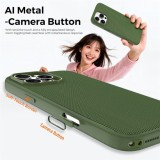 Husa compatibila cu iPhone 16 Pro, MagSafe, Design Woven, Soft Touch, Antisoc, Verde
