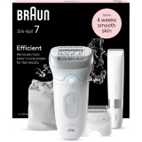 Epilator Braun Silk-&eacute;pil 7 7-441 SkinSpa, Wet &amp;amp; Dry, MicroGrip, Smart Light, 40 de pensete, 2 viteze, Trimmer pentru corp, Cap de ras + Pieptene,