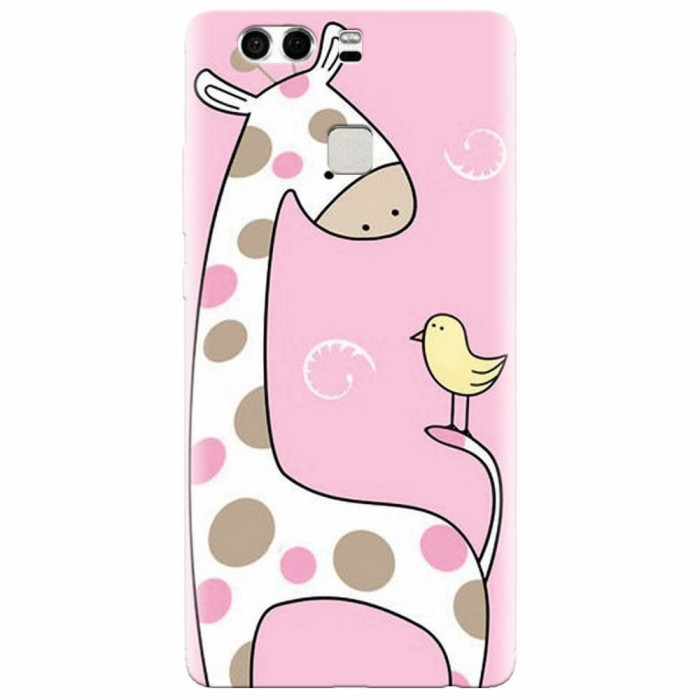Husa silicon pentru Huawei P9, Cute Giraffe