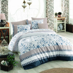 Lenjerie de pat pentru o persoana Single XL (DE), Sudenaz - Blue, Pearl Home, Bumbac Ranforce