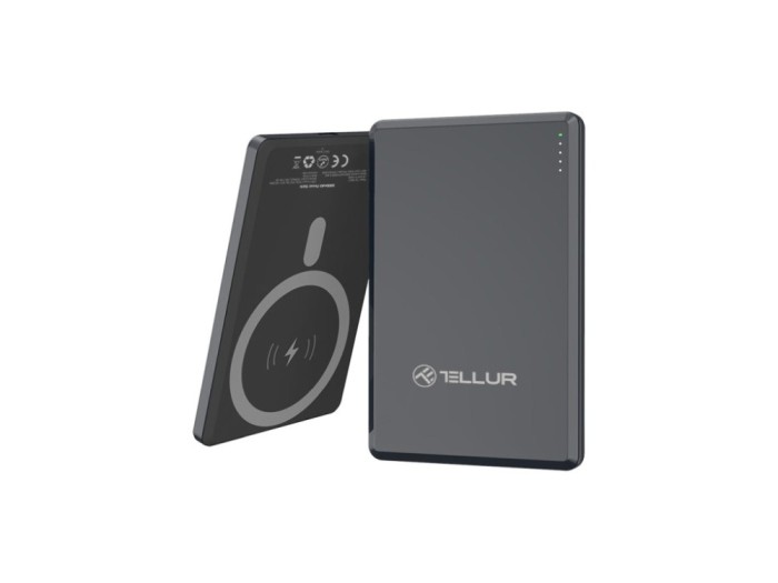 Baterie externa Tellur 5000mAh, PD20W, compatibil MagSafe, gri