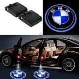 Set 2 Lampi Proiectoare LED Logo Universale BMW - Iluminare Portiera cu Senzor Infrarosu, Montaj Adeziv, Lumina Alba Rece