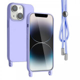 Lemontti Husa Silicon cu Snur iPhone 13 Mov (protectie 360&deg;, material fin, captusit cu microfibra)