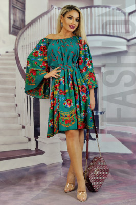 G775-43 Rochie vaporoasa cu imprimeu floral foto