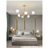 Cumpara ieftin Candelabru vintage, 6 globuri albe x E27, diametru 70CM, bronz